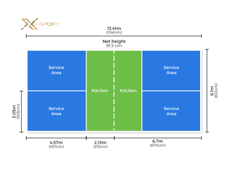 Kích thước sân chuẩn để đảm bảo sự công bằng và tính chất thi đấu chuyên nghiệp.