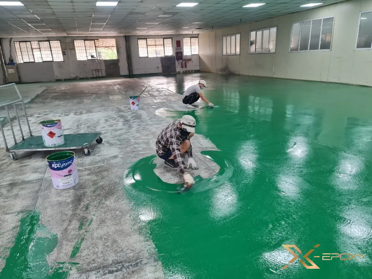 X-Epoxy tiến hành sơn lót epoxy chống thấm nhà máy công ty Tân Hòa Phát - Long An