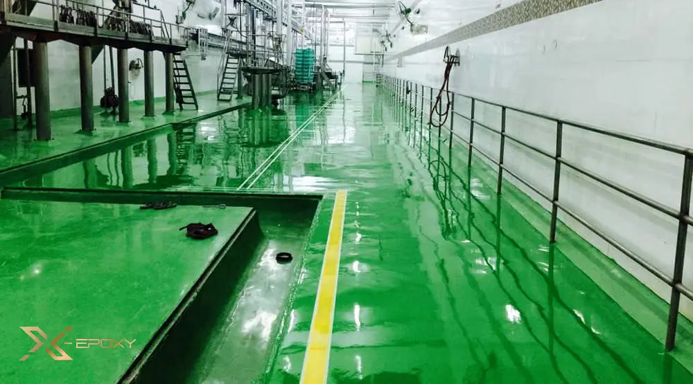 X-Epoxy đã đáp ứng tốt nhiều tiêu chuẩn nghiêm ngặt khi thi công sơn epoxy chống thấm nhà máy công ty Tân Hòa Phát - Long An