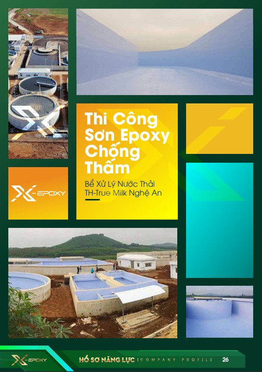 Thi công sơn epoxy chống thấm bể xử lý nước thải TH True Milk Nghệ An bởi X-Epoxy