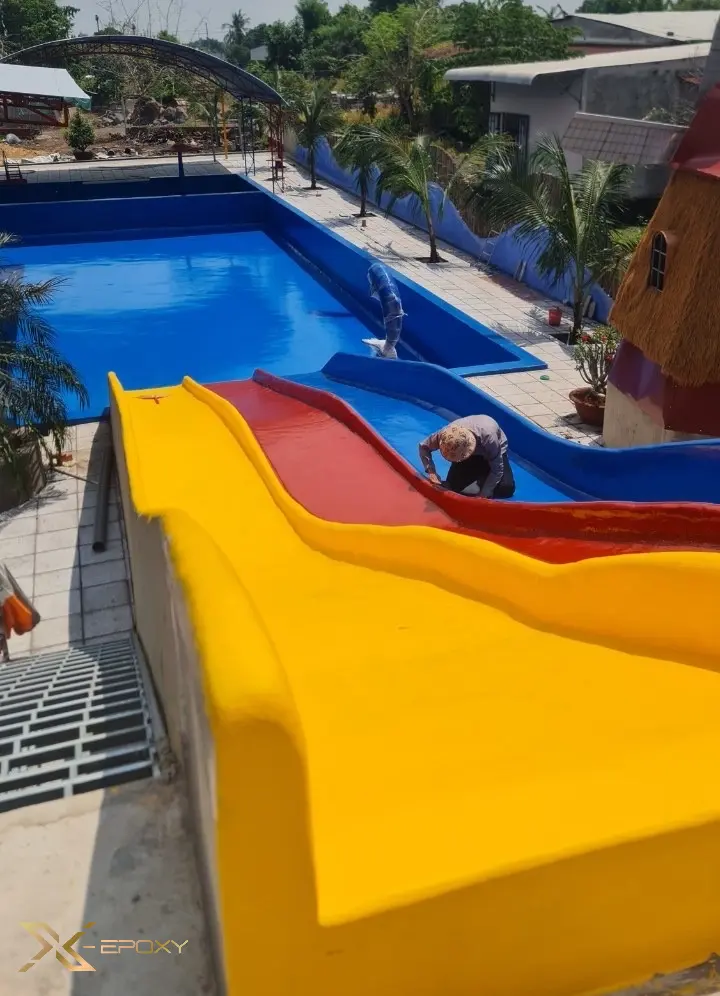 X-Epoxy cũng sơn chống thấm cho cả hệ thống cầu trượt, giảm chi phí vận hành cho công trình