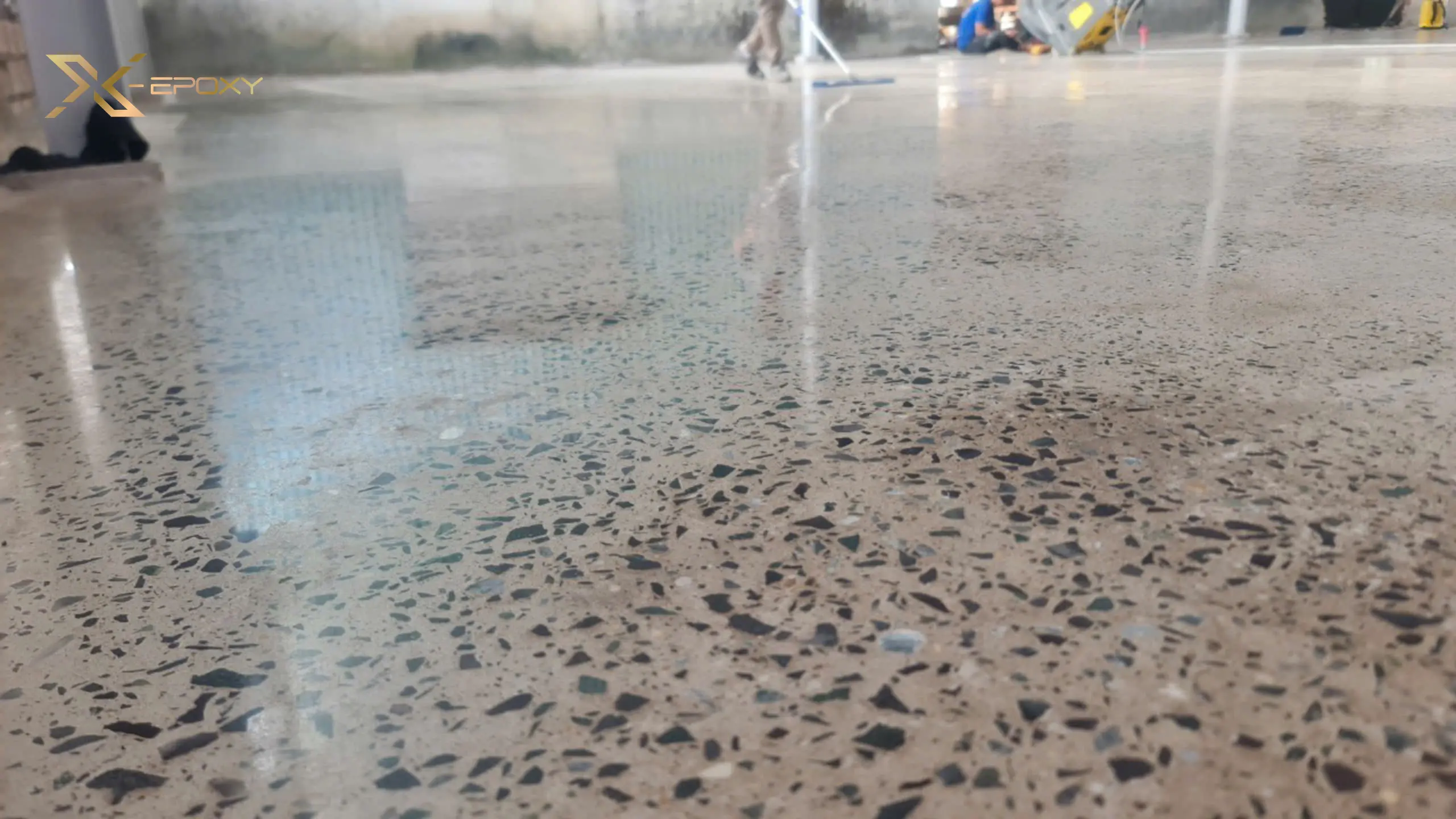 Hình ảnh chất lượng sàn epoxy cho Nhà ga T3 Tân Sơn Nhất sau khi hoàn thiện bóng đẹp