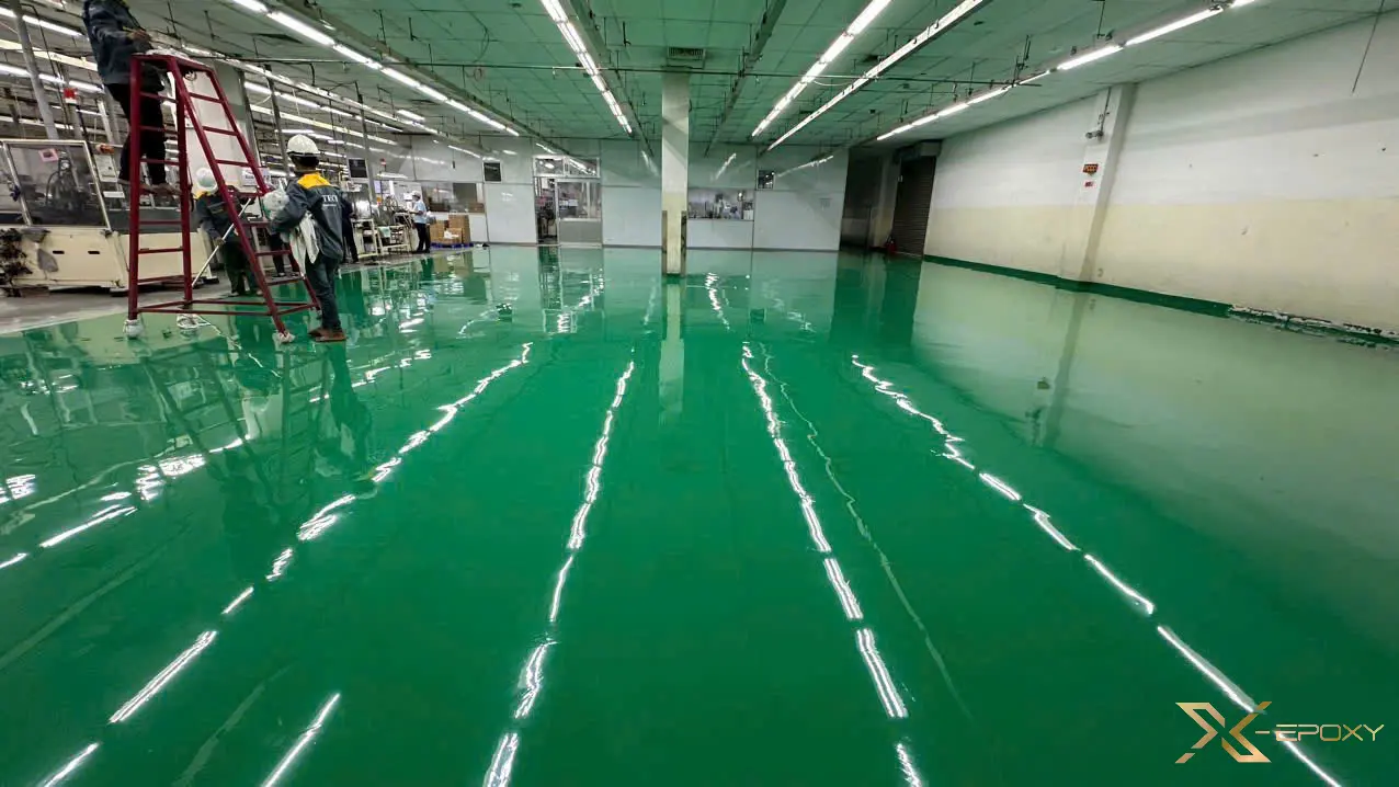 Hình ảnh chất lượng sàn epoxy nhà máy sữa Vinamilk sau khi hoàn thiện