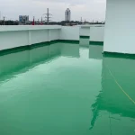 Hình ảnh chất lượng lớp sơn PU chống thấm nhà máy sản xuất bánh kẹo Kinh Đô bóng đẹp, đều màu, chống thấm vượt trội