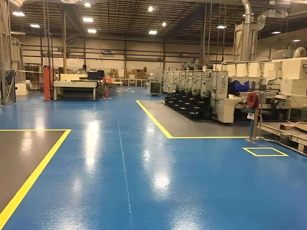 Sàn nhà xưởng sau khi thi công sơn epoxy KCC bởi X-Epoxy