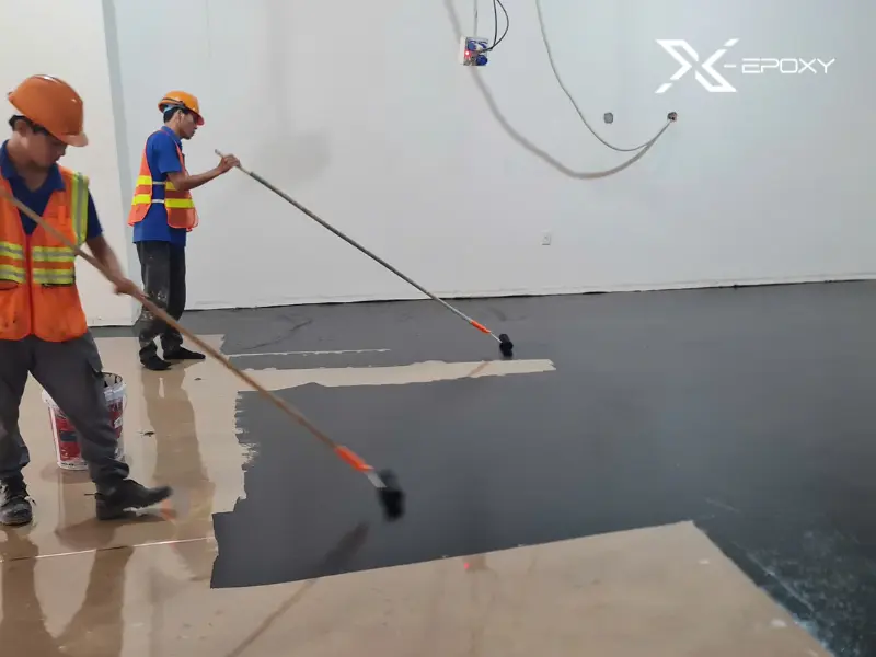 Sàn Epoxy giả bê tông được nhiều quán cà phê lựa chọn 