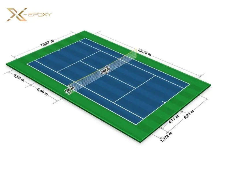 Chiều dài – Chiều rộng của sân Pickleball trong nhà