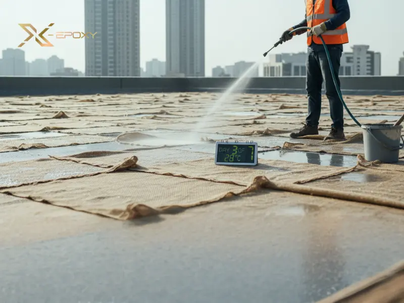 Bảo dưỡng giữ ẩm đúng cách trong 3-7 ngày đầu tiên là yếu tố then chốt để lớp chống thấm xi măng đạt cường độ và không bị nứt.