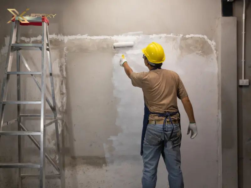 Thi công lớp sơn lót kháng kiềm đều tay là bước quan trọng để tạo ra màng bảo vệ đồng nhất.