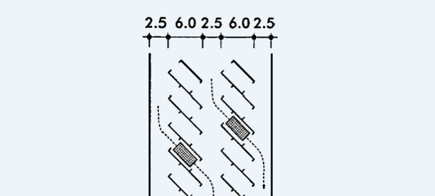 Mô phỏng bãi đỗ xe với cách bố trí các xe đấu lưng nhau 45 độ