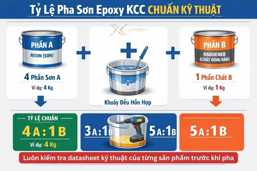 Tỷ lệ pha sơn Epoxy KCC
