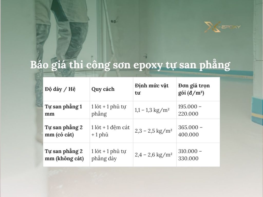 Báo giá thi công sơn epoxy tại Tp.HCM 2026 | X-Epoxy 8 Báo giá thi công sơn epoxy hệ tự san phẳng