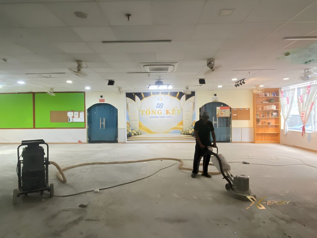Hoàn thành hạng mục sơn lăn Epoxy cho Trường Mầm non Hoàng Ngọc - Thủ Đức 8 X-Epoxy tiến hành theo quy trình chuẩn kỹ thuật